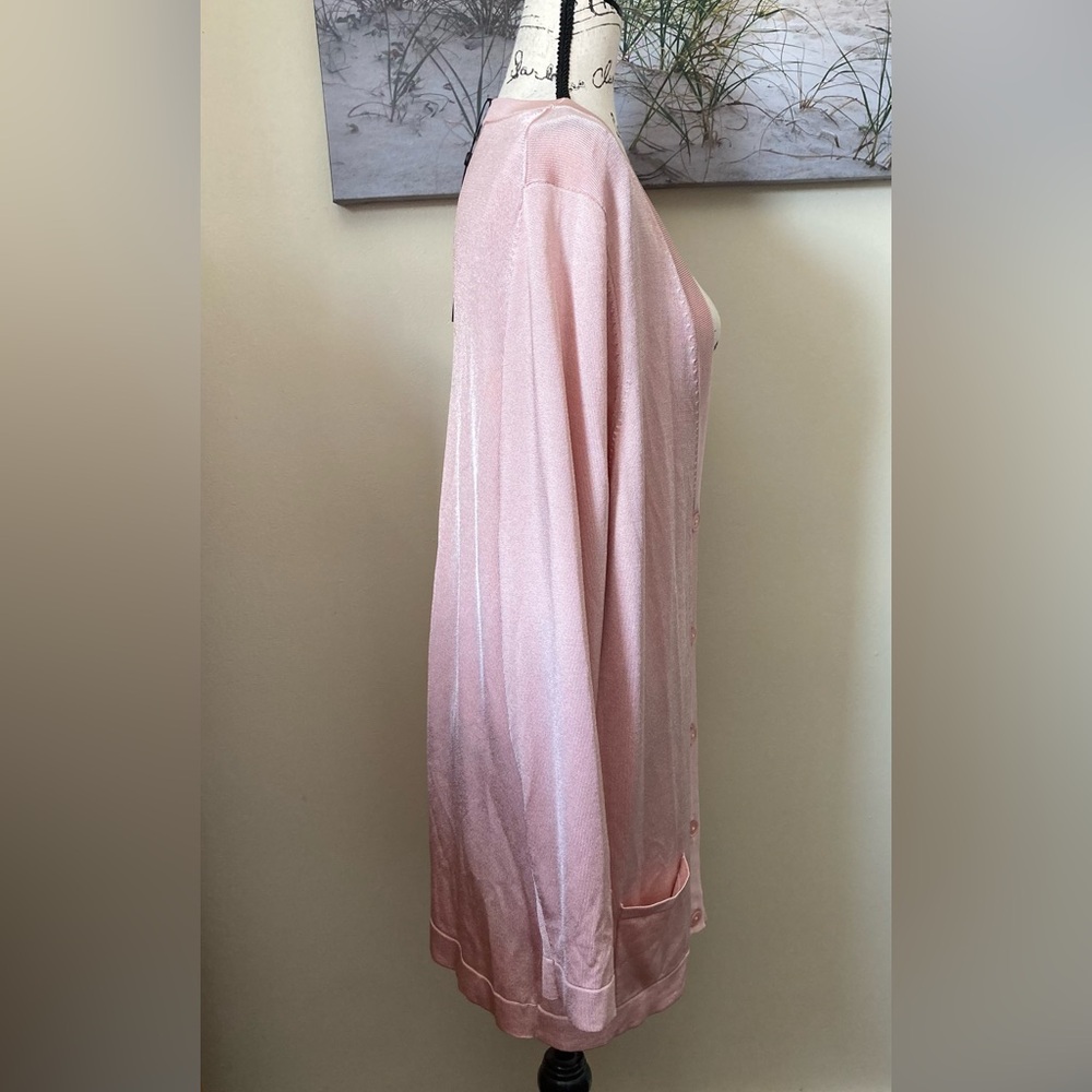 NWT Talbots women’s pink v-neck button up cardigan, size extra large, mid-calf